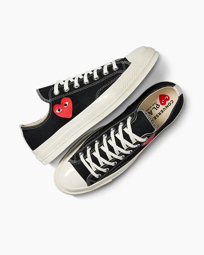 Converse PLAY Comme des Garçons Single Heart Chuck 70 Men Sneakers Black / Red USA | C-36142879