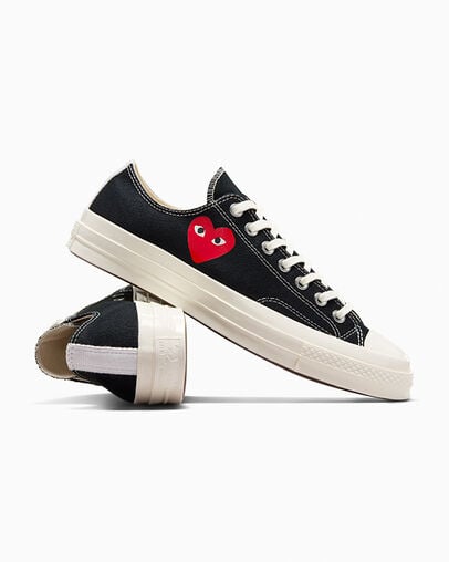 Converse PLAY Comme des Garçons Single Heart Chuck 70 Men Sneakers Black / Red USA | C-36142879