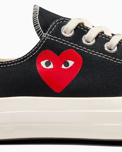Converse PLAY Comme des Garçons Single Heart Chuck 70 Men Sneakers Black / Red USA | C-36142879