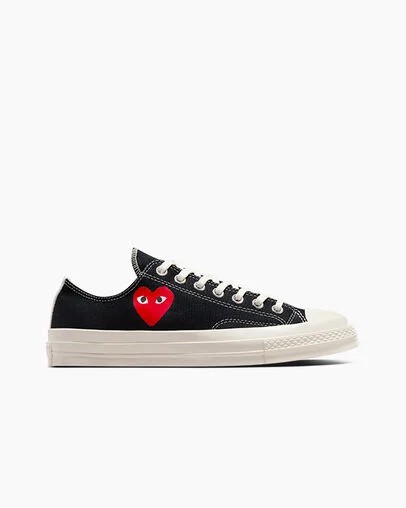 Converse PLAY Comme des Garçons Single Heart Chuck 70 Men Sneakers Black / Red USA | C-36142879