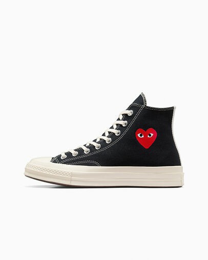 Converse PLAY Comme des Garçons Single Heart Chuck 70 Men Sneakers Black / Red USA | C-86739059