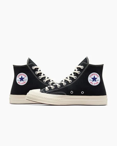 Converse PLAY Comme des Garçons Single Heart Chuck 70 Men Sneakers Black / Red USA | C-86739059