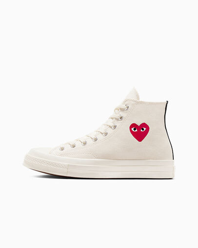 Converse PLAY Comme des Garçons Single Heart Chuck 70 Men Sneakers White / Red / Black USA | C-45683279