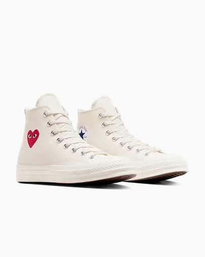 Converse PLAY Comme des Garçons Single Heart Chuck 70 Men Sneakers White / Red / Black USA | C-45683279