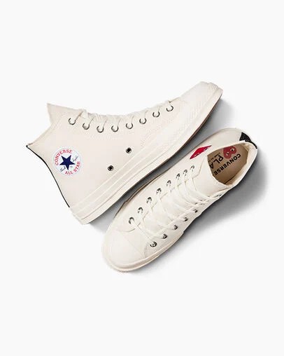 Converse PLAY Comme des Garçons Single Heart Chuck 70 Men Sneakers White / Red / Black USA | C-45683279