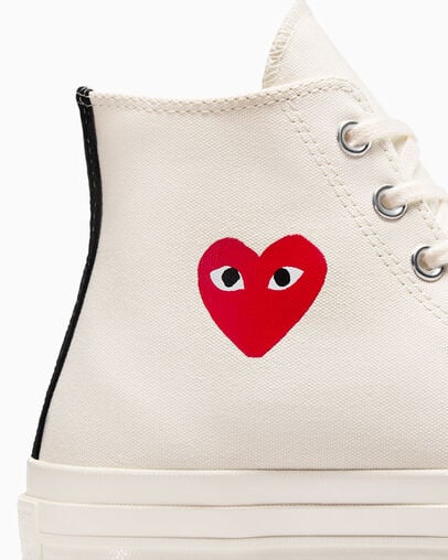 Converse PLAY Comme des Garçons Single Heart Chuck 70 Men Sneakers White / Red / Black USA | C-45683279