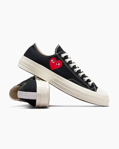 Converse PLAY Comme des Garçons Single Heart Chuck 70 Men Sneakers Black / Red USA | C-83092479