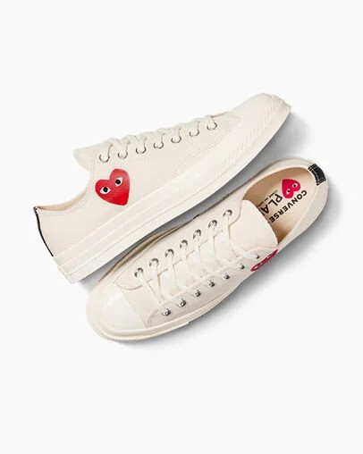 Converse PLAY Comme des Garçons Single Heart Chuck 70 Women Sneakers White / Black / Red USA | C-23718569