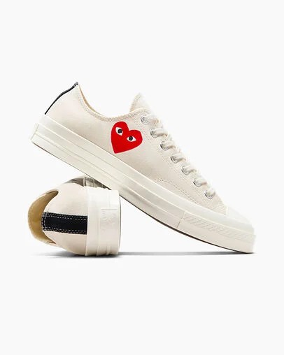 Converse PLAY Comme des Garçons Single Heart Chuck 70 Women Sneakers White / Black / Red USA | C-23718569