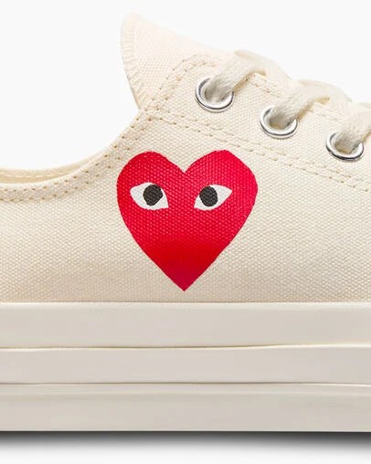 Converse PLAY Comme des Garçons Single Heart Chuck 70 Women Sneakers White / Black / Red USA | C-23718569