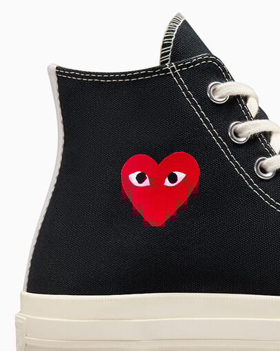 Converse PLAY Comme des Garçons Single Heart Chuck 70 Women Sneakers Black / Red USA | C-53804619
