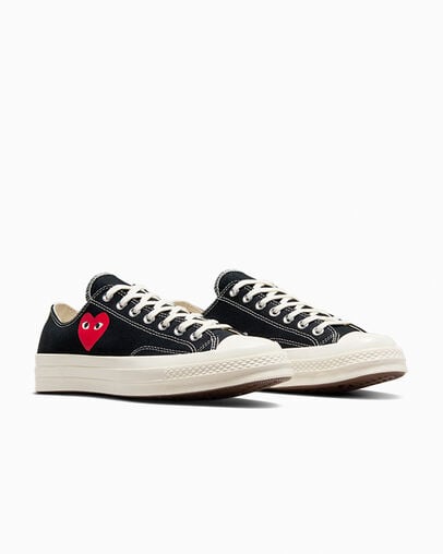 Converse PLAY Comme des Garçons Single Heart Chuck 70 Women Sneakers Black / Red USA | C-94217859