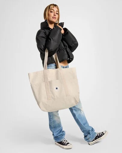 Converse Premium Canvas Women Tote Bag Beige USA | C-02739419