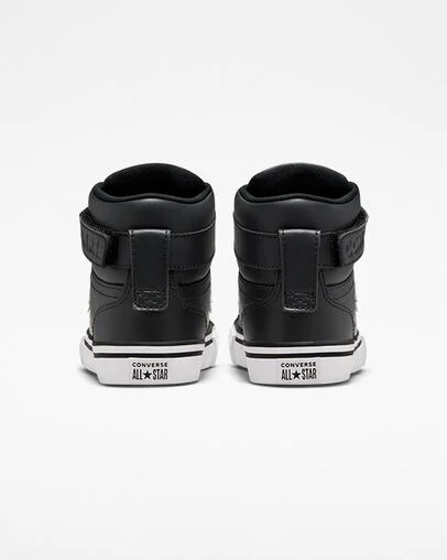 Converse Pro Blaze Strap Leather Kids' Sneakers Black / White USA | C-95678439