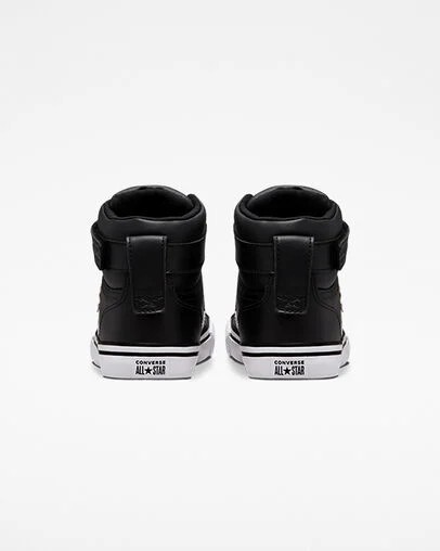 Converse Pro Blaze Strap Leather Kids' Sneakers Black / White USA | C-54917029
