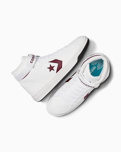 Converse Pro Blaze V2 Leather Men Basketball Shoes White / Pink USA | C-96437589