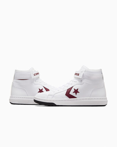 Converse Pro Blaze V2 Leather Men Basketball Shoes White / Pink USA | C-96437589