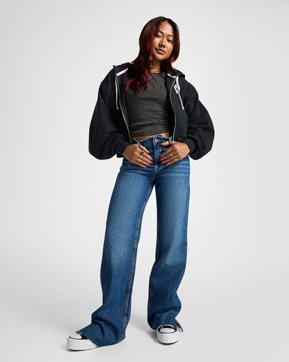 Converse Retro Full-Zip Women Hoodie Black USA | C-60824539