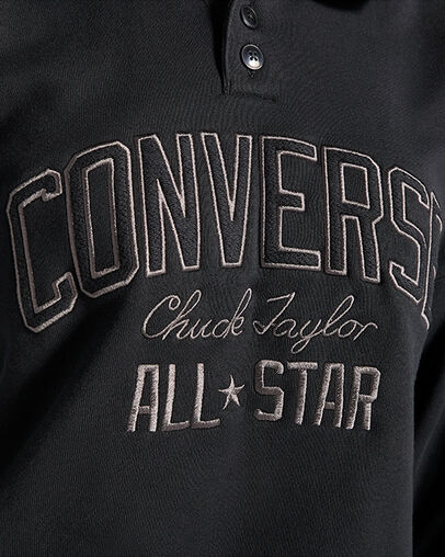 Converse Retro Polo Crew Women Polo Shirts Black USA | C-94817509