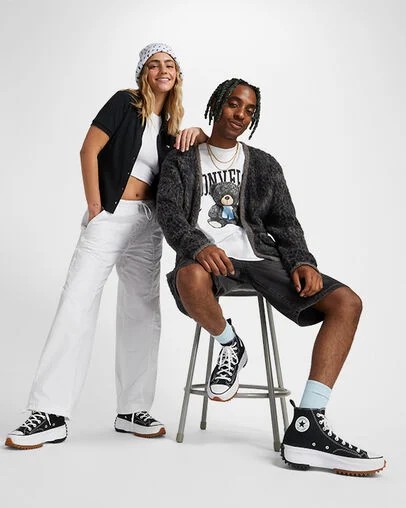 Converse Run Star Hike Women Platform Shoes Black / White USA | C-12380979