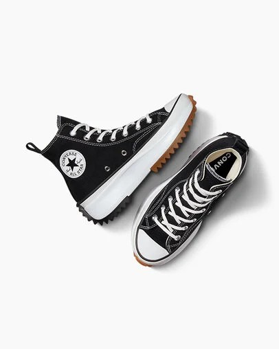 Converse Run Star Hike Women Platform Shoes Black / White USA | C-12380979