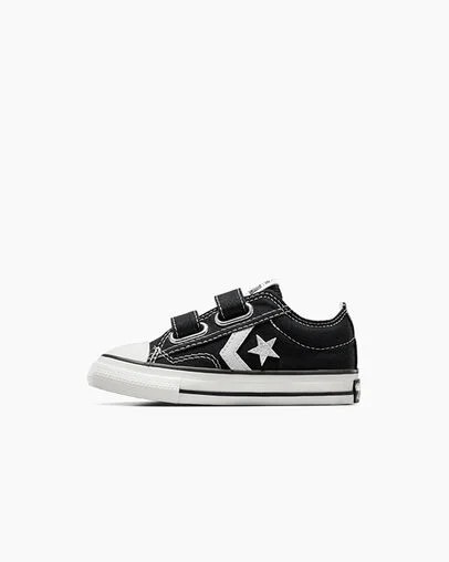 Converse Star Player 76 Easy-On Kids' Canvas Shoes Black / White USA | C-23167809