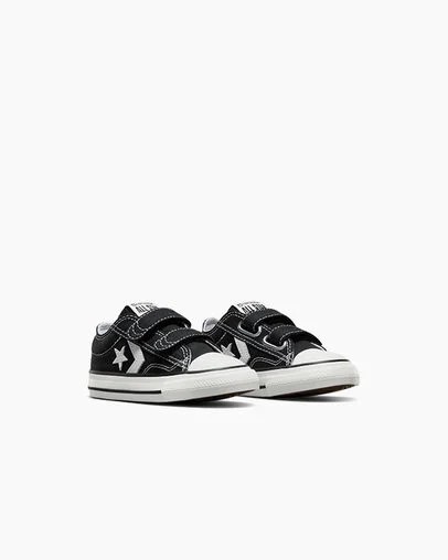 Converse Star Player 76 Easy-On Kids' Canvas Shoes Black / White USA | C-23167809