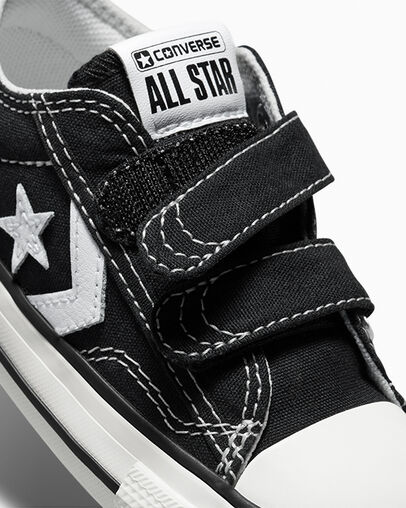 Converse Star Player 76 Easy-On Kids' Canvas Shoes Black / White USA | C-23167809