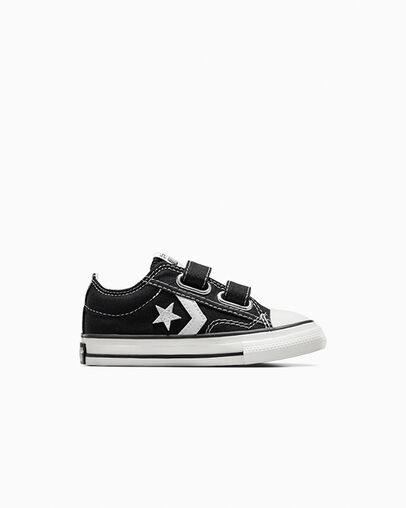 Converse Star Player 76 Easy-On Kids\' Canvas Shoes Black / White USA | C-23167809