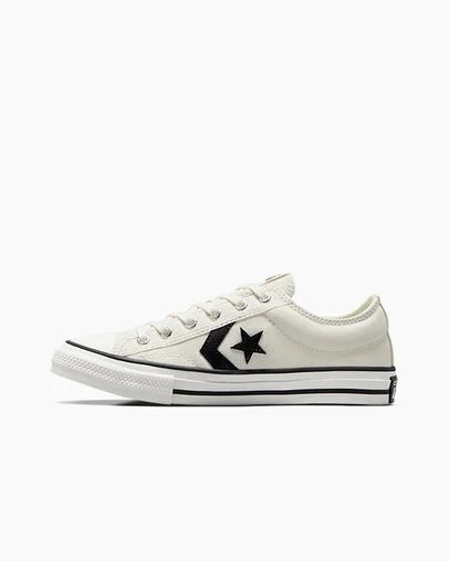 Converse Star Player 76 Foundational Kids' Canvas Shoes White / Black USA | C-21304869