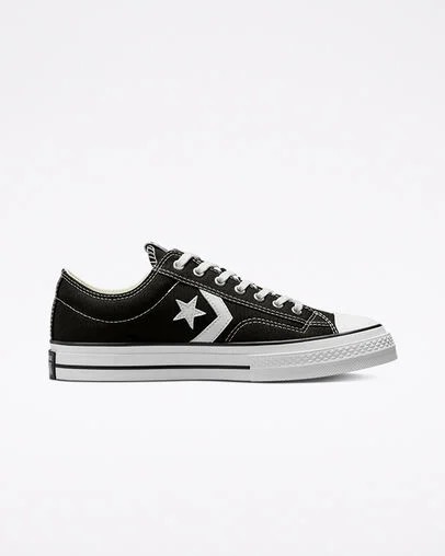 Converse Star Player 76 Premium Men Canvas Shoes Black / White USA | C-35296089