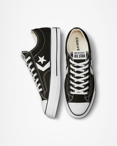 Converse Star Player 76 Premium Women Canvas Shoes Black / White USA | C-92754169
