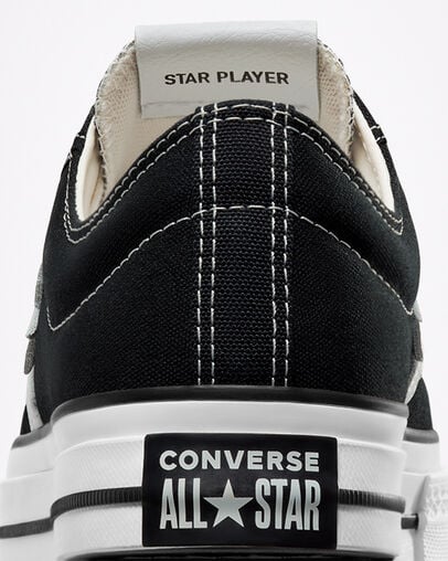 Converse Star Player 76 Premium Women Canvas Shoes Black / White USA | C-92754169