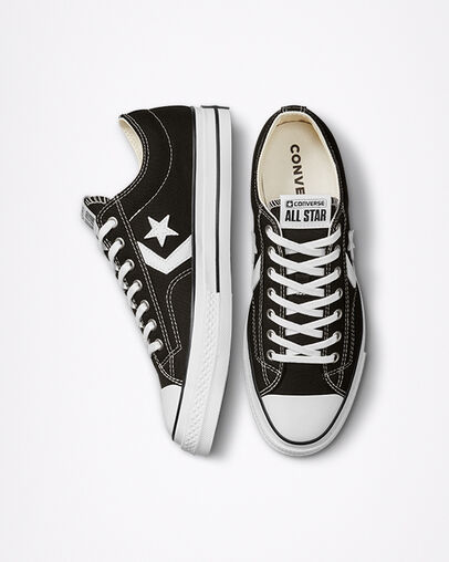 Converse Star Player 76 Premium Women Canvas Shoes Black / White USA | C-69210379