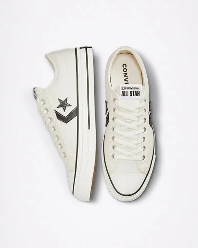 Converse Star Player 76 Premium Women Canvas Shoes White / Black USA | C-71065899