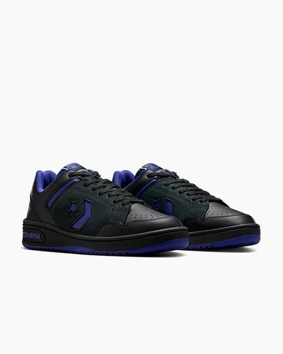 Converse Weapon Leather Men Basketball Shoes Black / Purple / Black USA | C-30265879