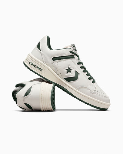 Converse Weapon Leather Men Basketball Shoes Green / White USA | C-12947659