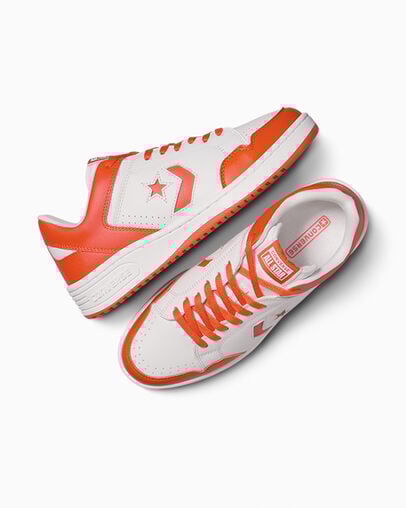 Converse Weapon Leather Men Basketball Shoes White / Orange USA | C-95840219
