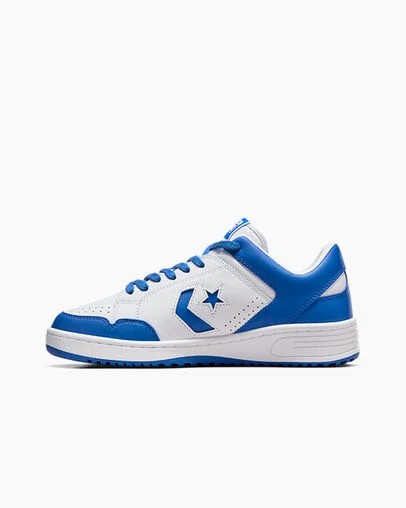 Converse Weapon Leather Men Basketball Shoes White / Blue USA | C-39648209