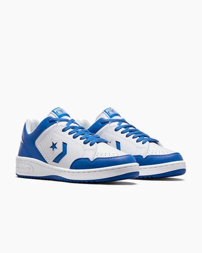 Converse Weapon Leather Men Basketball Shoes White / Blue USA | C-39648209