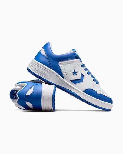 Converse Weapon Leather Men Basketball Shoes White / Blue USA | C-39648209