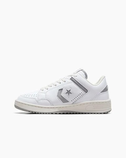 Converse Weapon Leather Men Basketball Shoes White / Grey USA | C-38192509