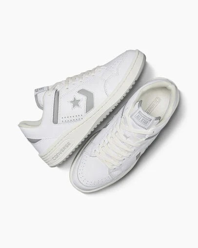 Converse Weapon Leather Men Basketball Shoes White / Grey USA | C-38192509