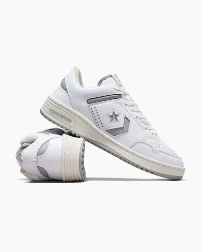 Converse Weapon Leather Men Basketball Shoes White / Grey USA | C-38192509
