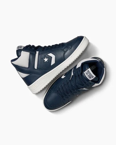 Converse Weapon Leather Men Boots Navy / Grey USA | C-85172409