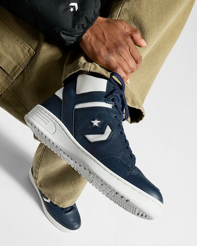 Converse Weapon Leather Men Boots Navy / Grey USA | C-85172409