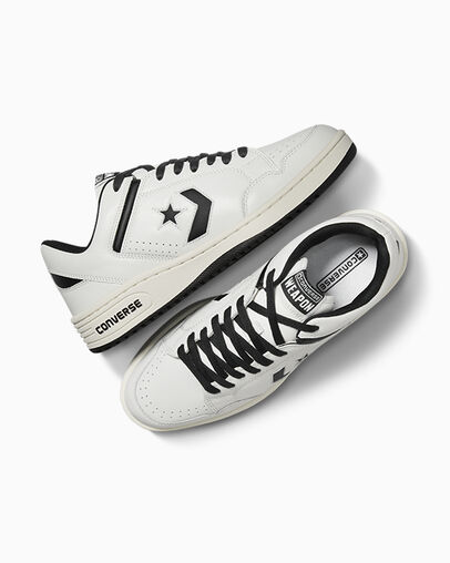 Converse Weapon Leather Men Tennis Shoes White / Black USA | C-57629039
