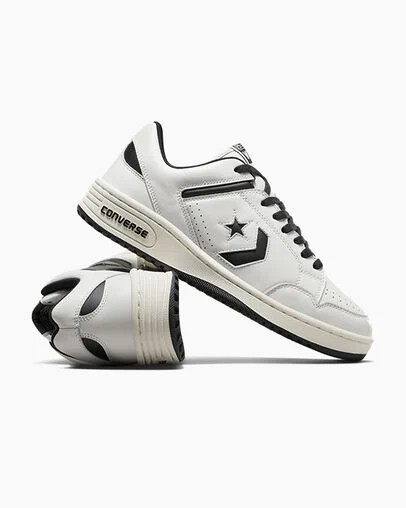 Converse Weapon Leather Men Tennis Shoes White / Black USA | C-57629039