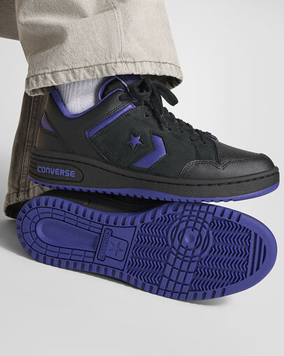Converse Weapon Leather Women Basketball Shoes Black / Purple / Black USA | C-32568749