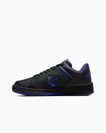 Converse Weapon Leather Women Basketball Shoes Black / Purple / Black USA | C-32568749